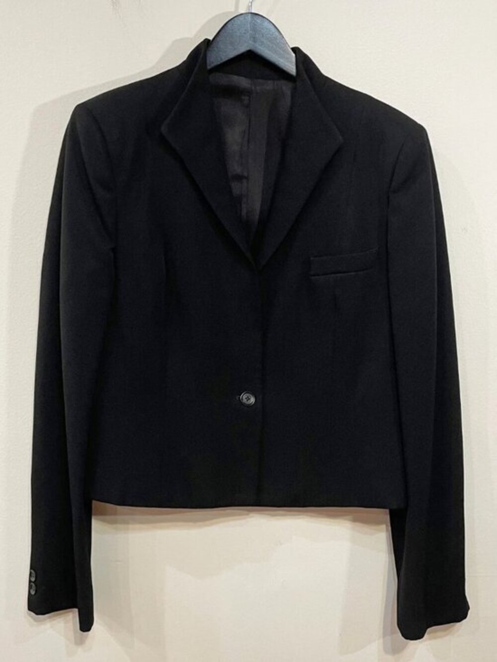 Vintage 100% Wool Cropped Blazer Black Sir For Her 6 fit/Small